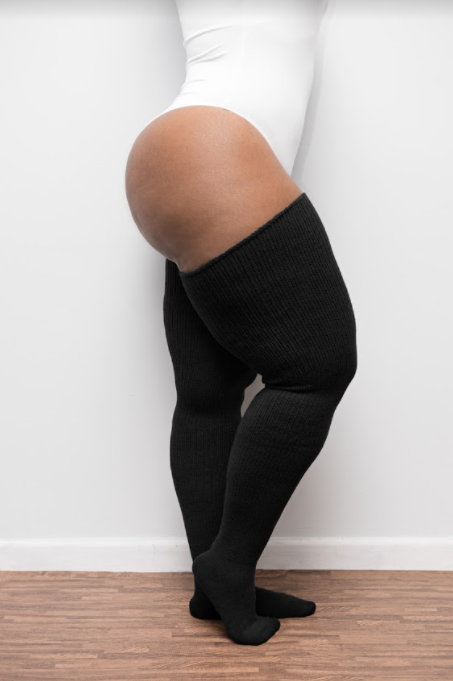 Plus Size Thigh High Socks - Classic Black