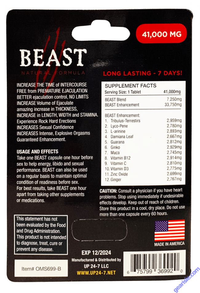 Beast enhancer pill